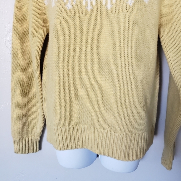 Tory Burch Sport NWT Women's XS 100% Merino Wool Fair Isle Sweater Jojoba Yellow - Picture 7 of 8